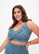 Kukallinen bikiniyläosa röyhelöllä, Sininen, Model image number 0