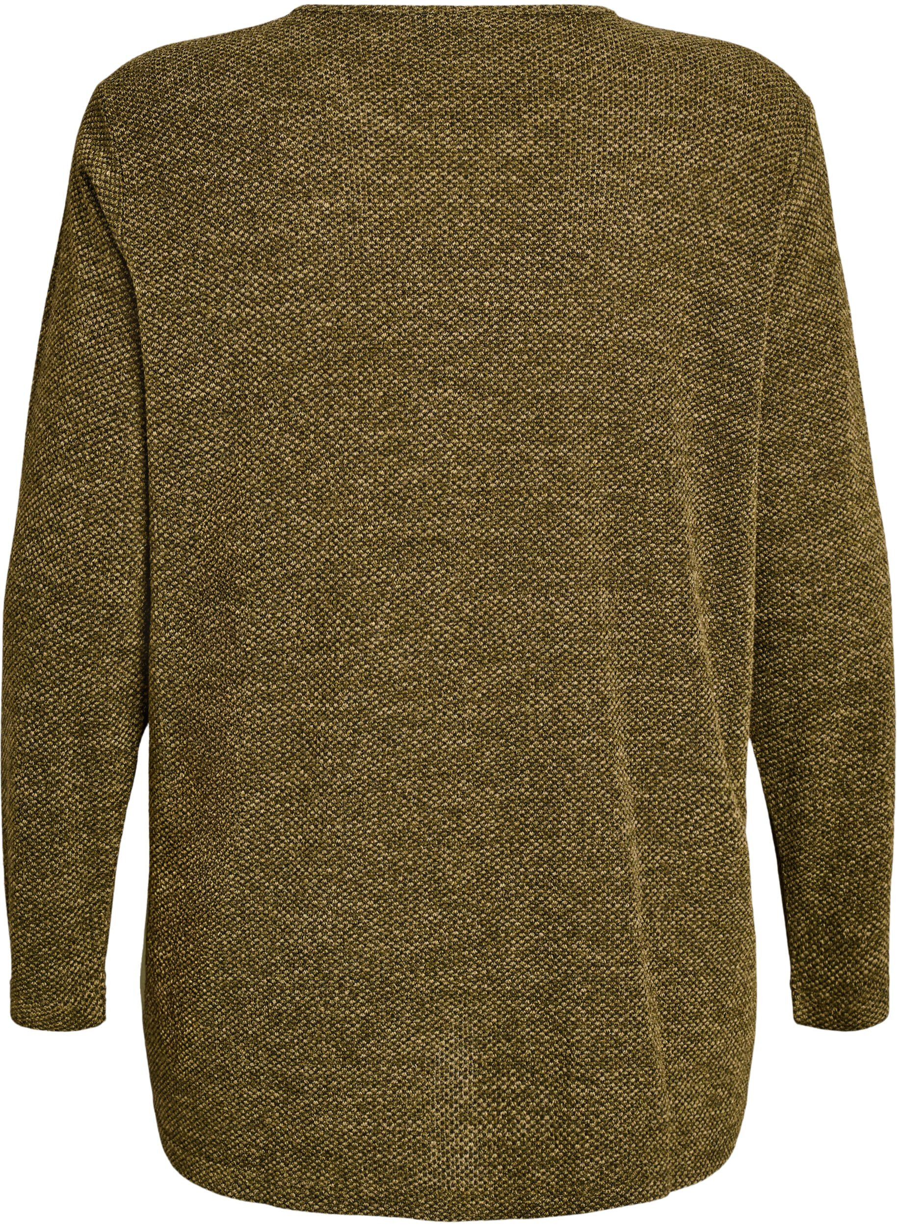 Zizzi Pitk&auml;hihaiset pusero rakenteella, Vihre&auml;, Packshot image number 1