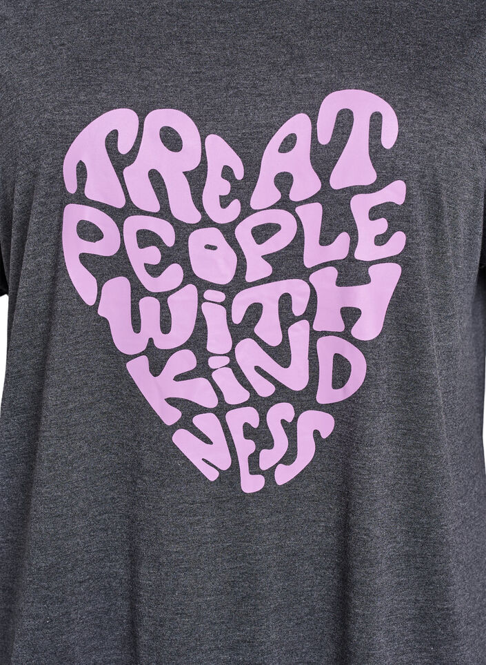 Lyhythihainen yöpaita tekstiprintillä, Musta, Packshot image number 2