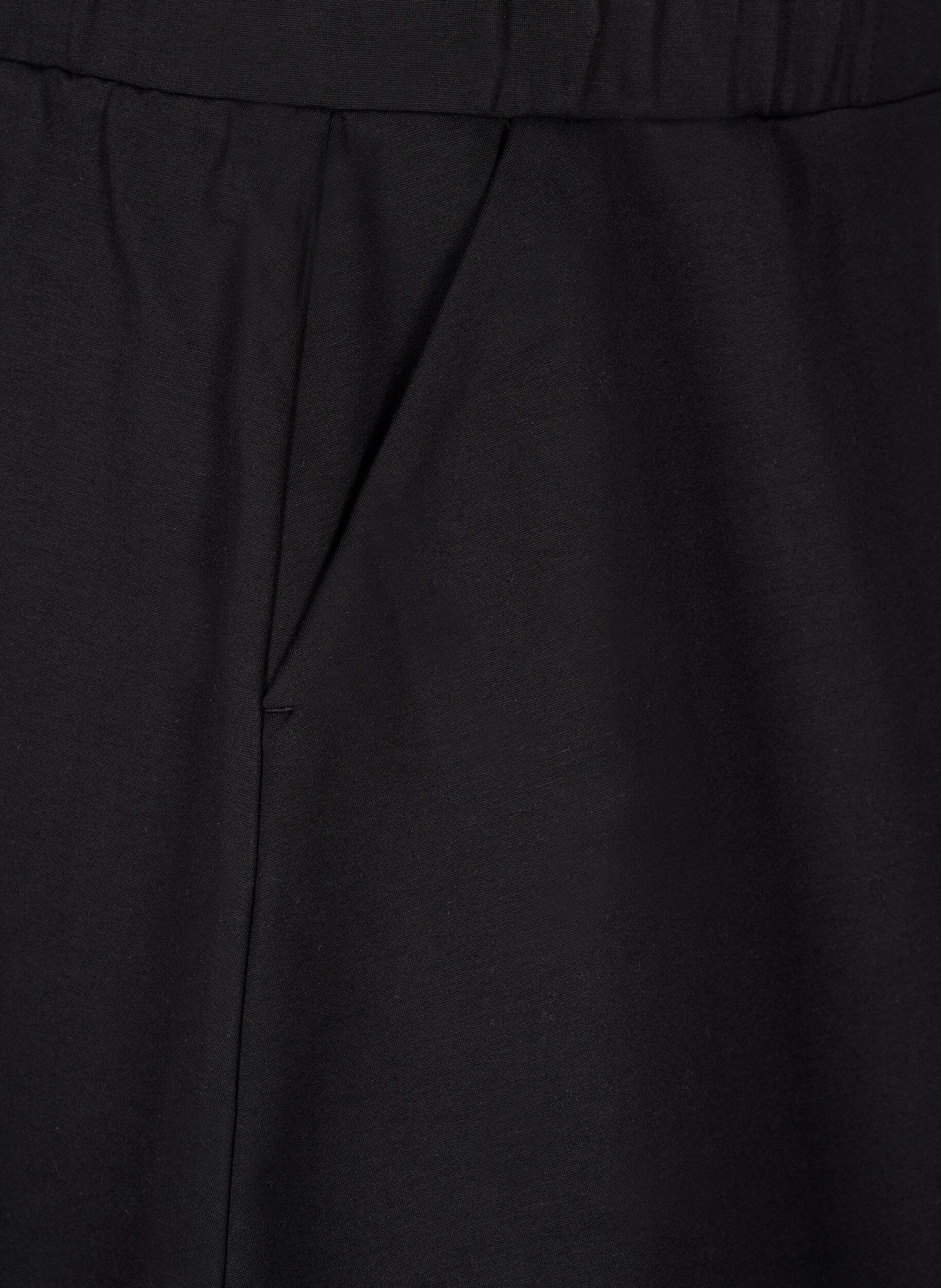 Zizzi Viscoosinen skater-hame, Musta, Packshot image number 3