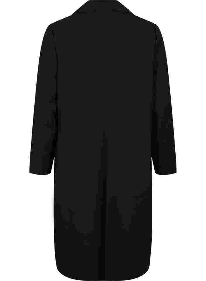 Pitkä takki napituksella, Black, Packshot image number 1