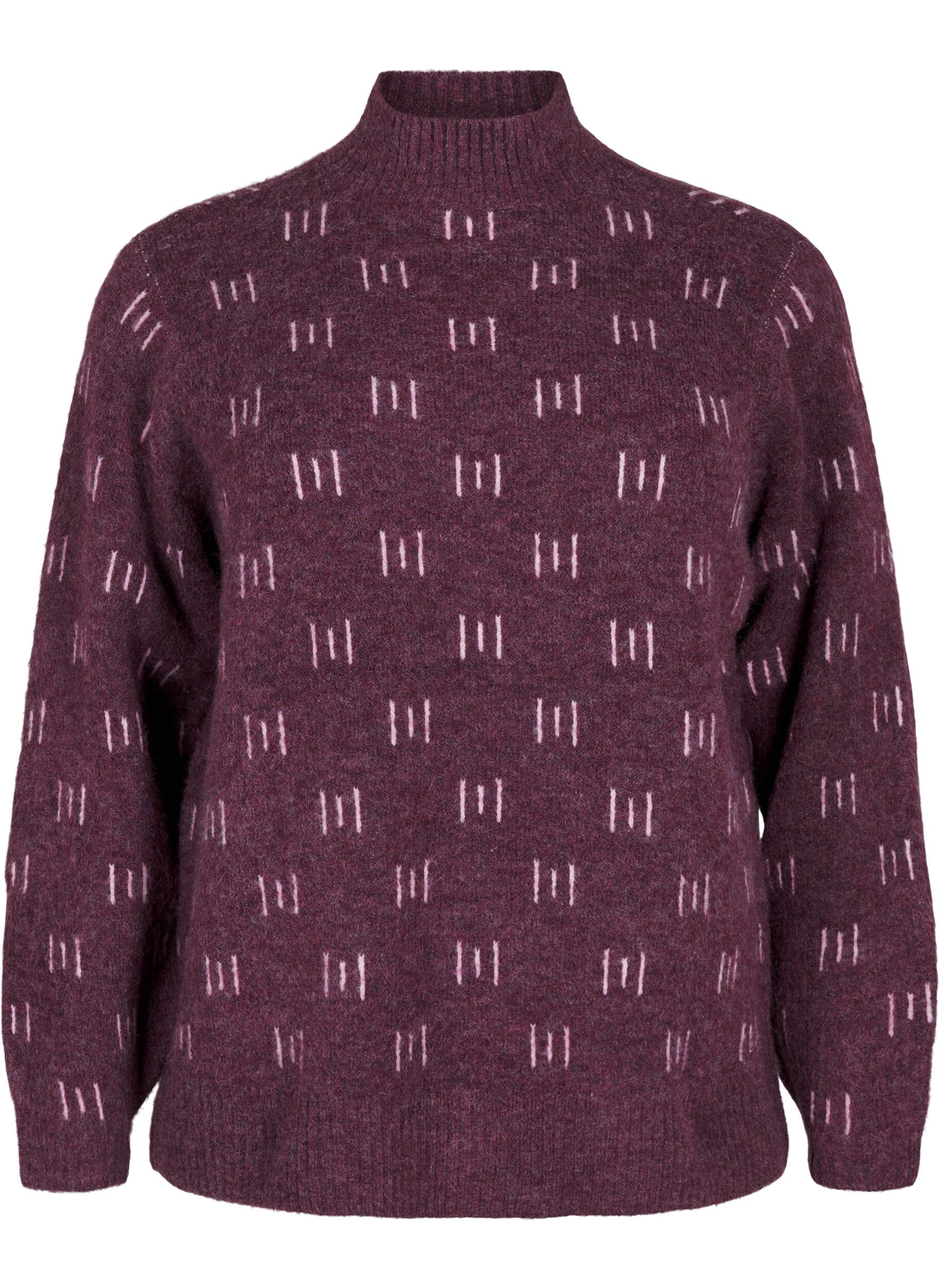 Zizzi Kuvioitu neulepusero korkealla kaula-aukolla, Potent P. Mel. Comb, Packshot image number 0