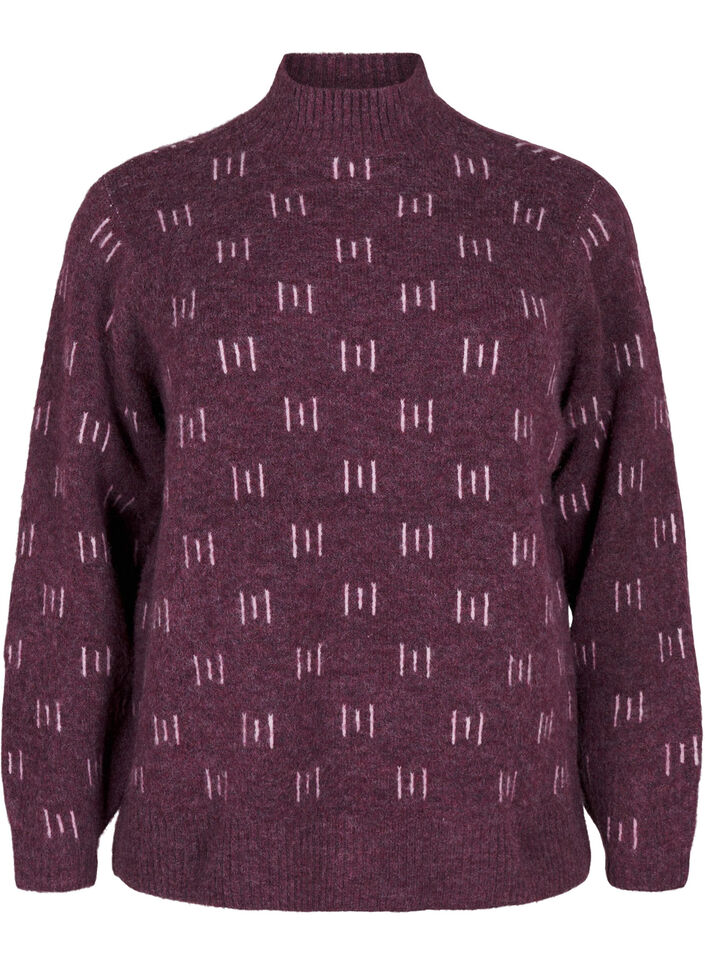 Kuvioitu neulepusero korkealla kaula-aukolla, Potent P. Mel. Comb, Packshot image number 0