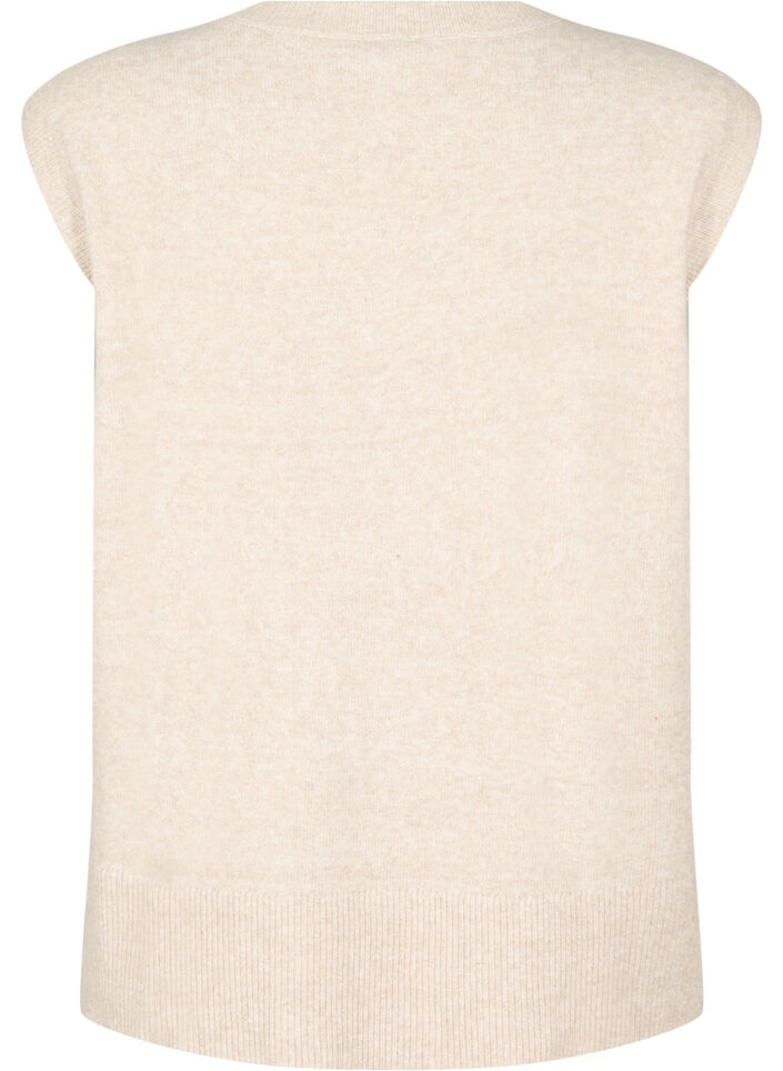 Neuleliivi, jossa on ribbireunat, Beige, Packshot image number 1