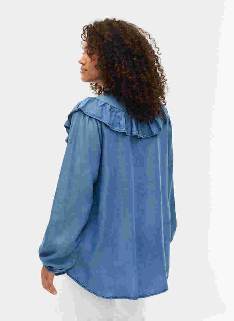 Pitkähihainen paita lyocell-kuidusta (TENCEL™), Blue denim, Model image number 1
