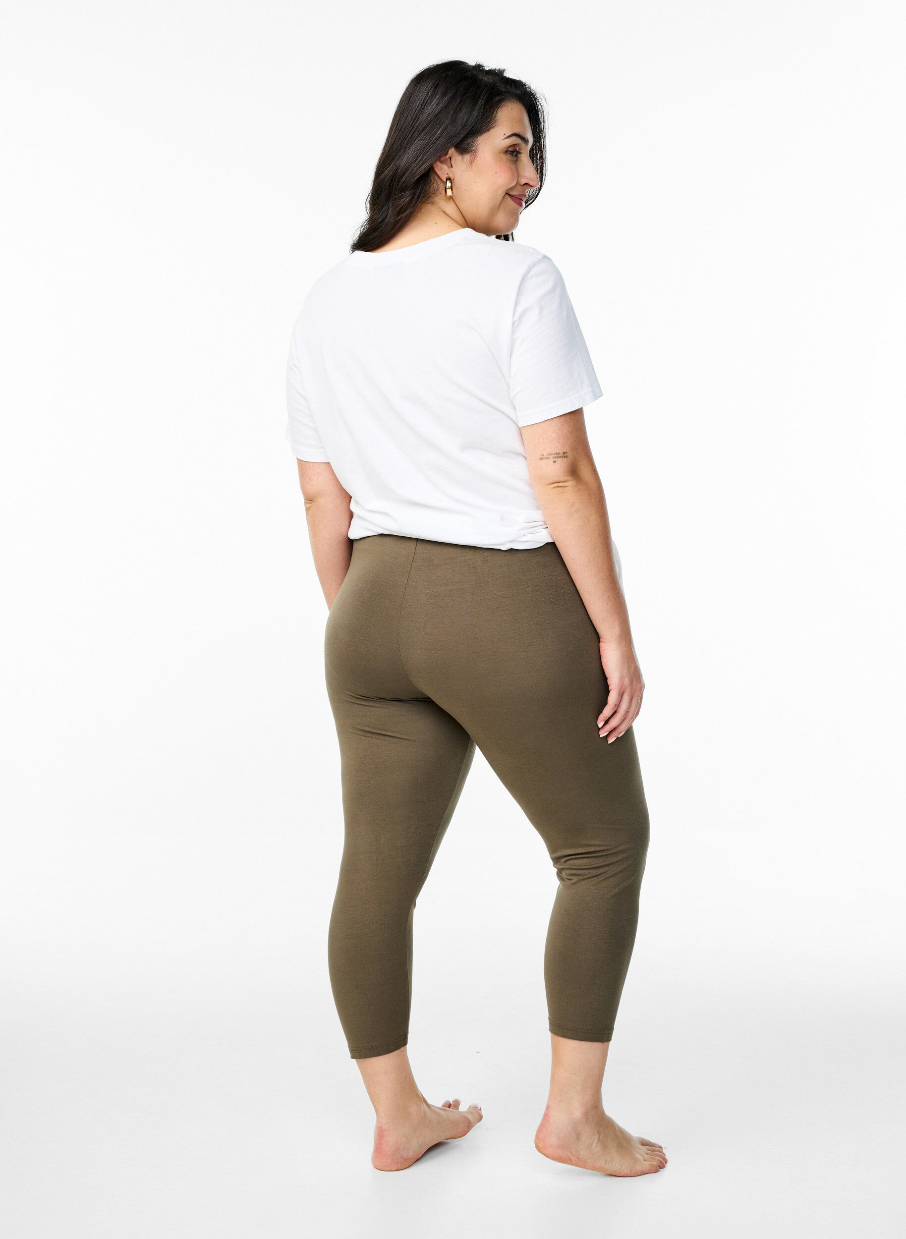 Zizzi Perus 3/4 leggingsit viskoosista, Vihre&auml;, Model image number 2