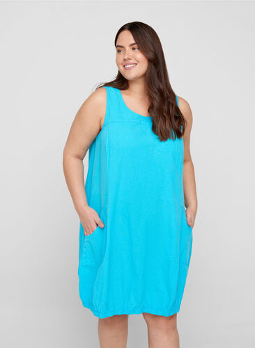 Hihaton mekko puuvillasta, River Blue, Model image number 0