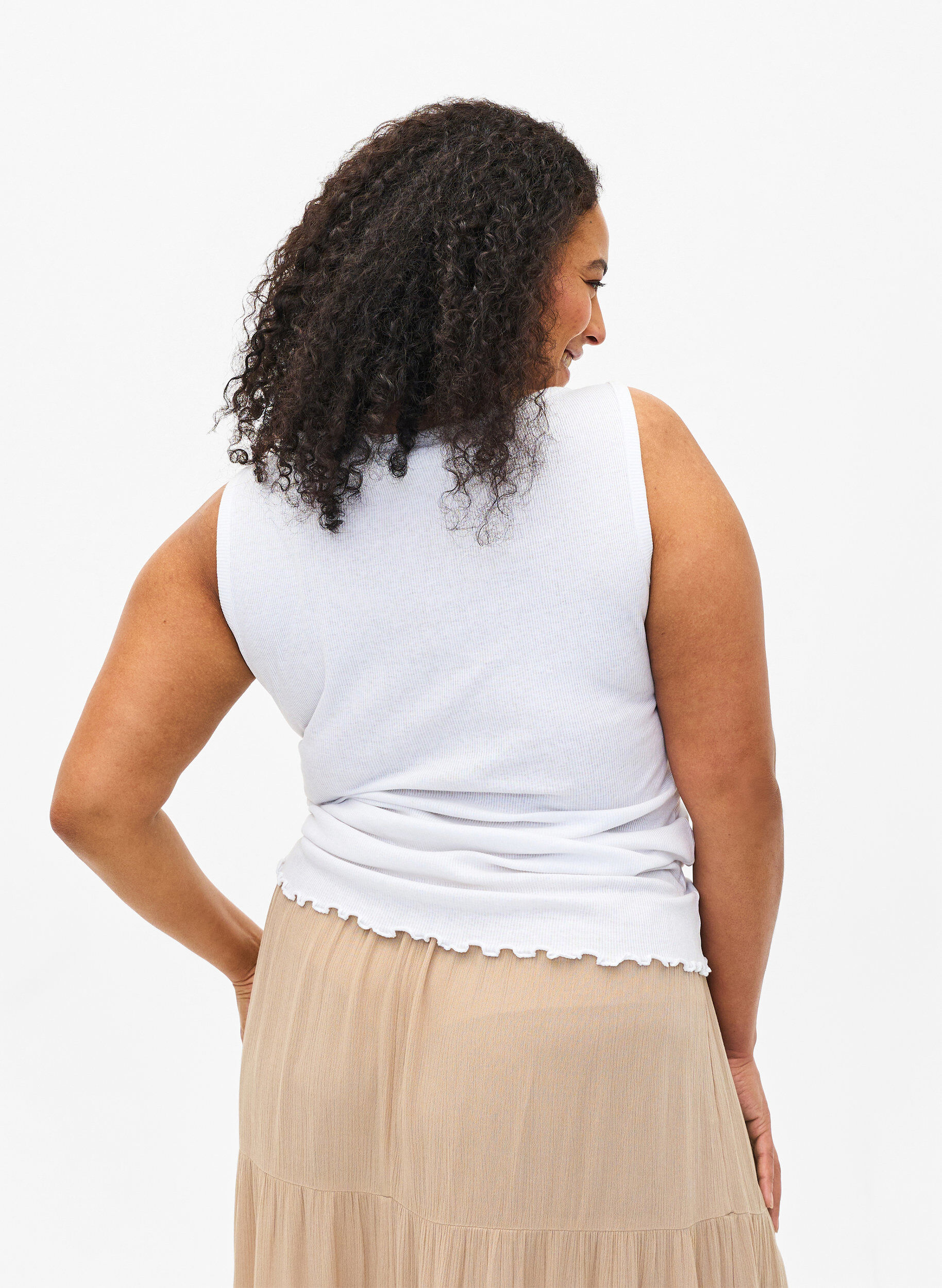 Zizzi Ribattu toppi napeilla, Bright White, Model image number 1