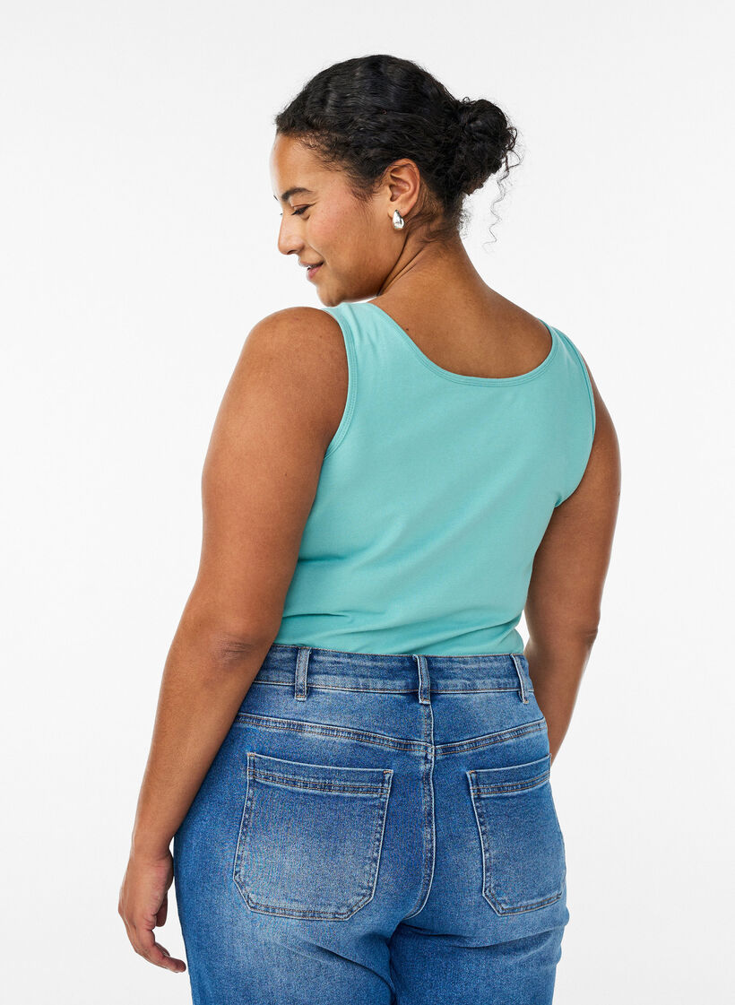 Yksiv&auml;rinen perus paita puuvillasta, Vihre&auml;, Model image number 2