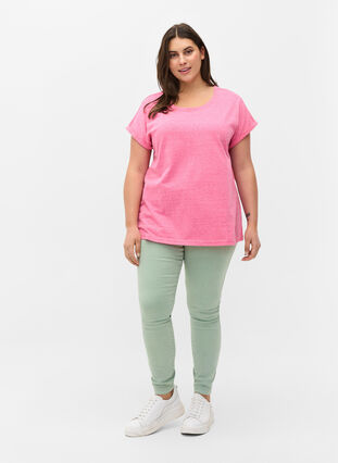 Meleerattu puuvillainen t-paita, Fandango Pink Mél, Model image number 2