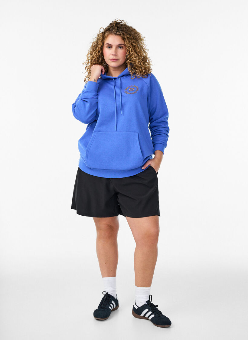 Huppari kirjailulla etumotiivilla, Sininen, Model image number 1