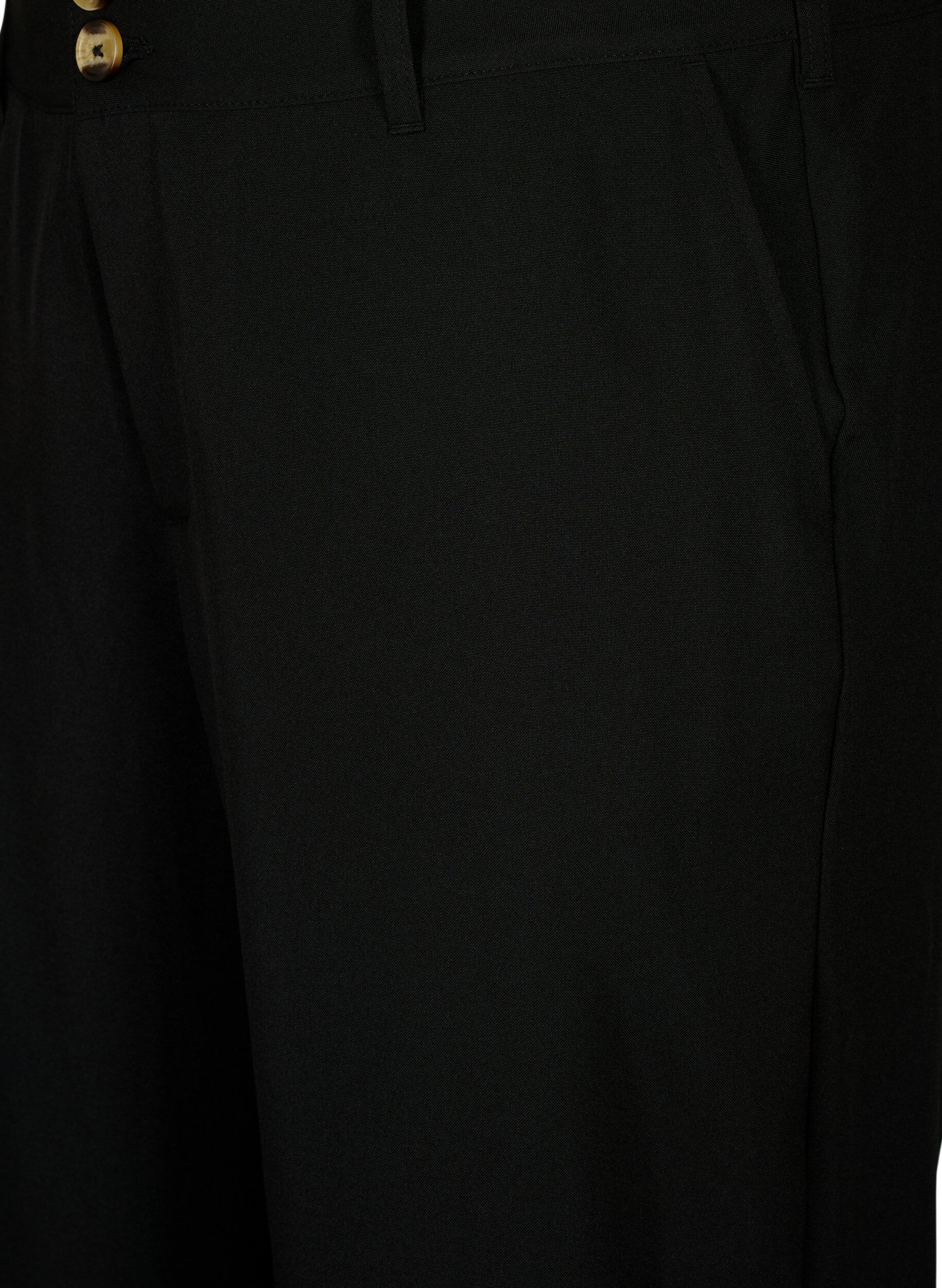 Zizzi Korkeavy&ouml;t&auml;r&ouml;iset housut, joissa on taitteet, Black, Packshot image number 2