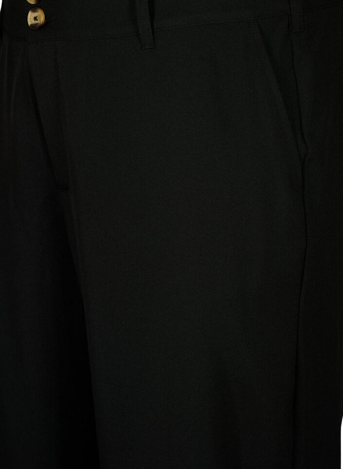 Korkeavyötäröiset housut, joissa on taitteet, Black, Packshot image number 2