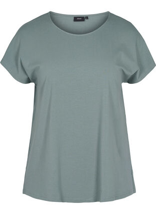 Puuvillainen t-paita raidoilla, Balsam Green Solid, Packshot image number 0