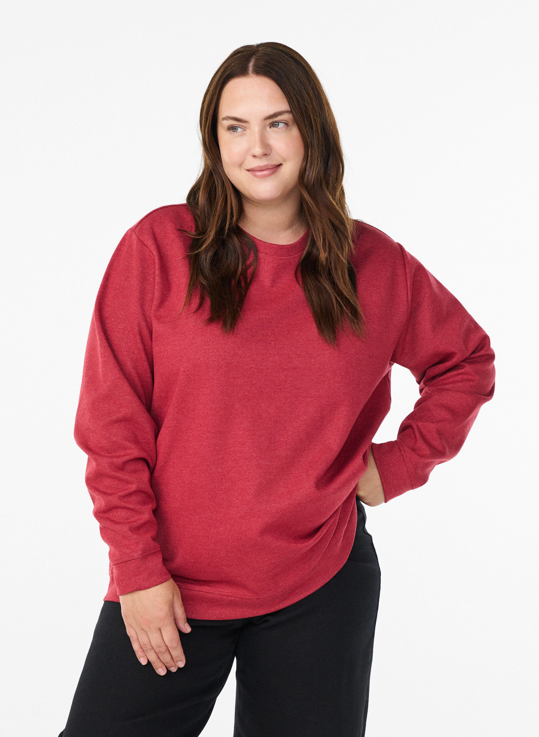 ZizziCollegepaita py&ouml;re&auml;ll&auml; p&auml;&auml;ntiell&auml;, Punainen, Model image number 0
