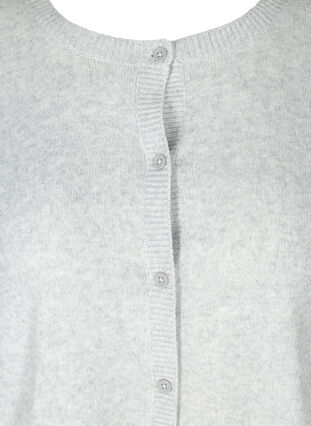 Lyhyt meleerattu neuletakki nappikiinnityksellä, Light Grey Melange, Packshot image number 2