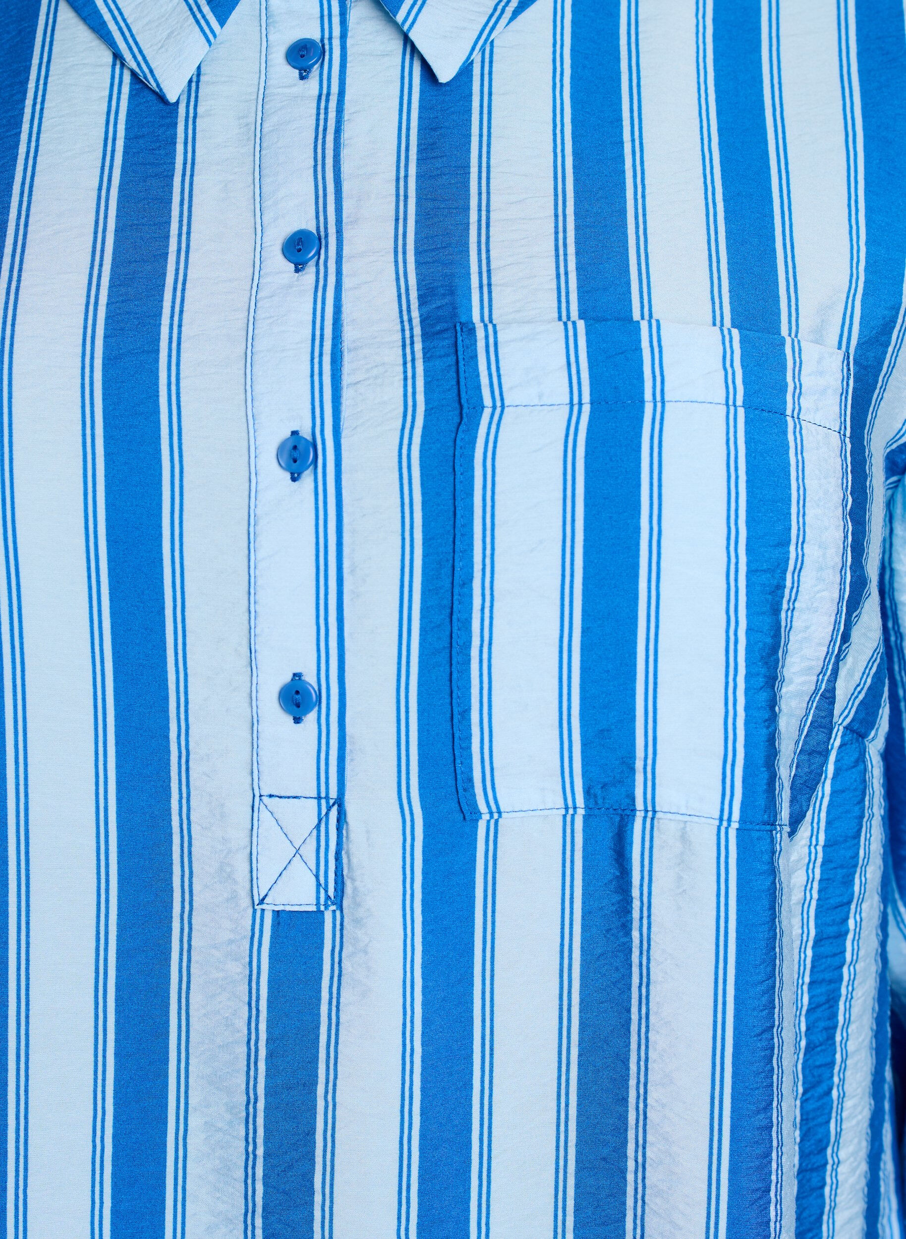 Zizzi Lyhyt mekko kauluksella ja rintataskulla, Sininen, Packshot image number 2