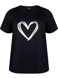 FLASH – kuviollinen t-paita, Black Silver Heart