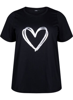 FLASH – kuviollinen t-paita, Black Silver Heart, Packshot image number 0