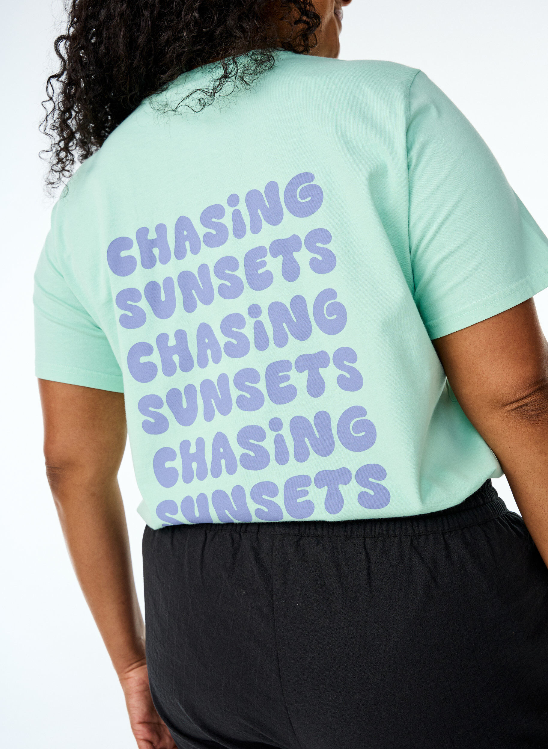 Zizzi Luomupuuvillainen t-paita selk&auml;printill&auml;, Vihre&auml;, Model image number 3