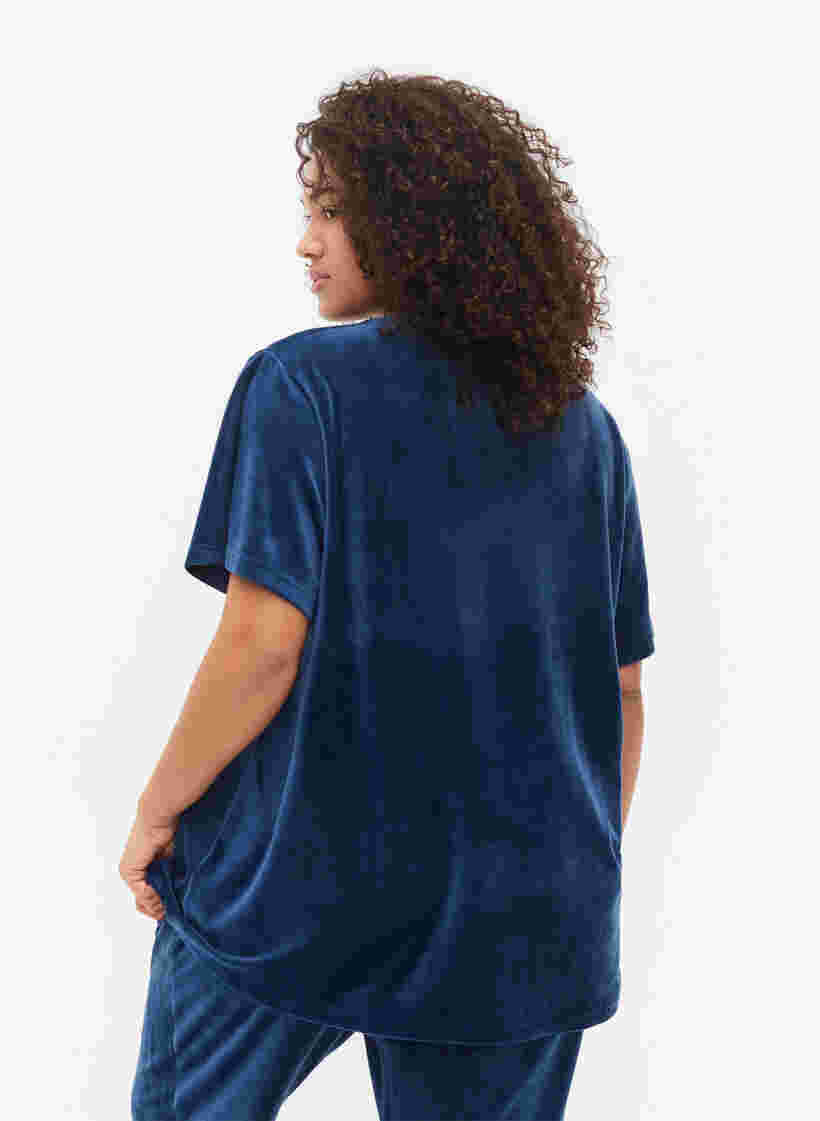 T-paita veluurista, Insignia Blue, Model image number 1
