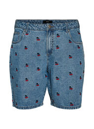 Kirjailut denimshortsit, Sininen