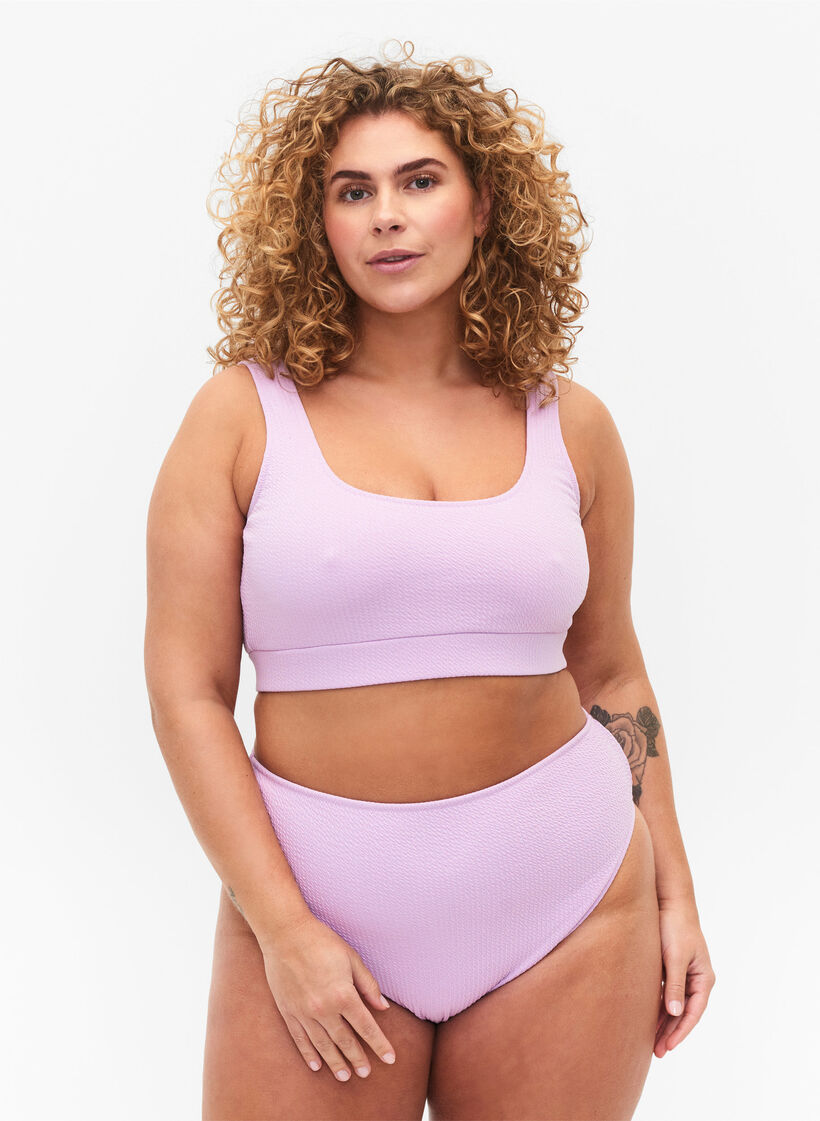 Bikinialaosa krepatulla tekstuurilla, Violetti, Model image number 0