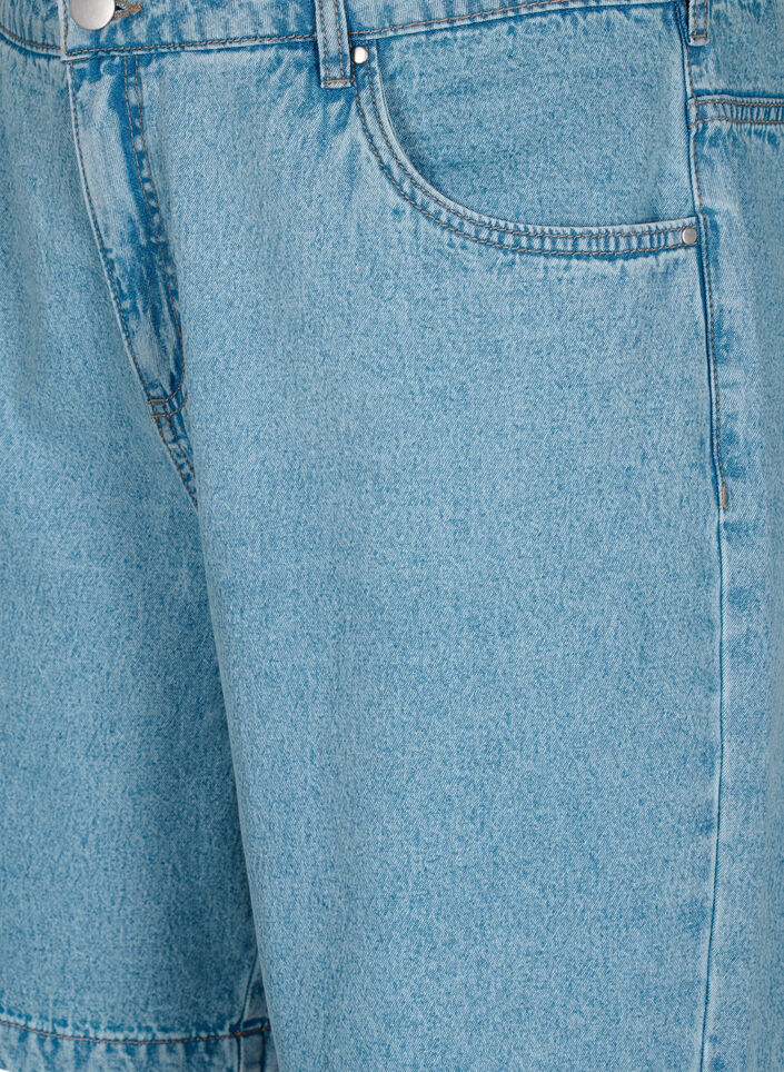 Korkeavyötäröiset farkkushortsit, Light Blue Denim, Packshot image number 2