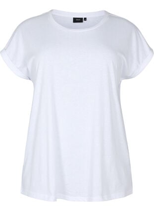 Lyhythihainen t-paita puuvillasekoitteesta, Bright White, Packshot image number 0