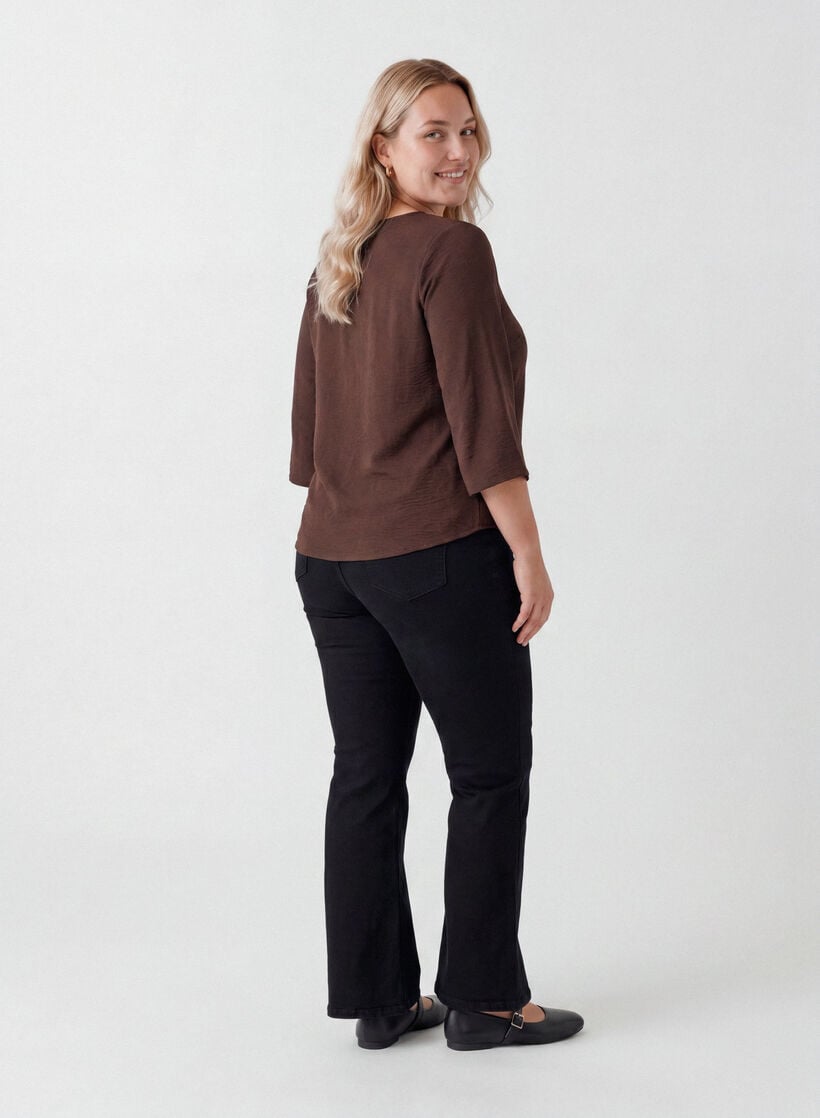 Pusero 3/4-hihoilla, Ruskea, Model image number 2