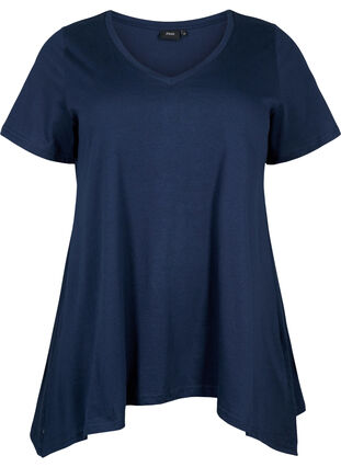 Puuvillainen t-paita lyhyillä hihoilla, Navy Blazer SOLID, Packshot image number 0
