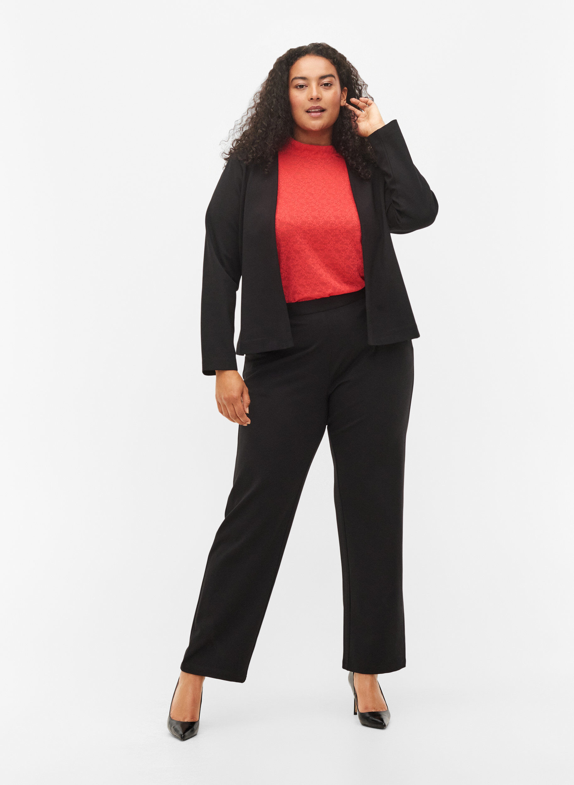 Zizzi Tyk&ouml;istuva pitsipusero pitkill&auml; hihoilla, Hibiscus, Model image number 2