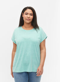 Meleerattu t-paita lyhyillä hihoilla, Turquoise Mél, Model
