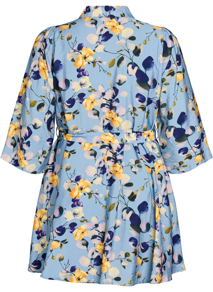 Kuvioitu tunika vy&ouml;ll&auml; ja 3/4-hihoilla, Sininen, Packshot image number 1