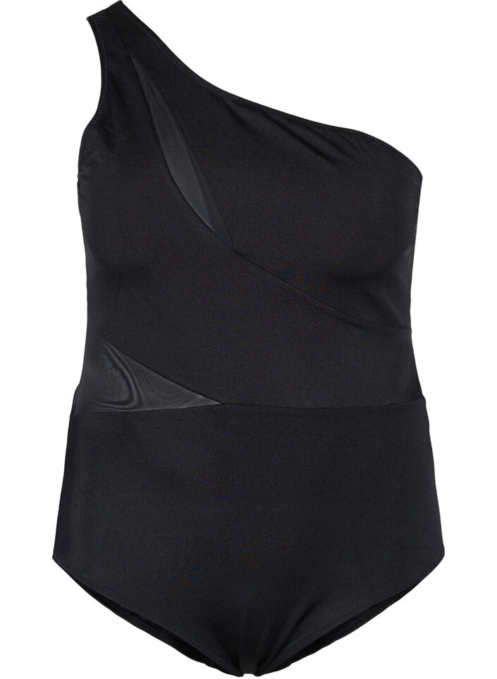 One shoulder -uimapuku mesh-kankaalla, Black, Packshot image number 0