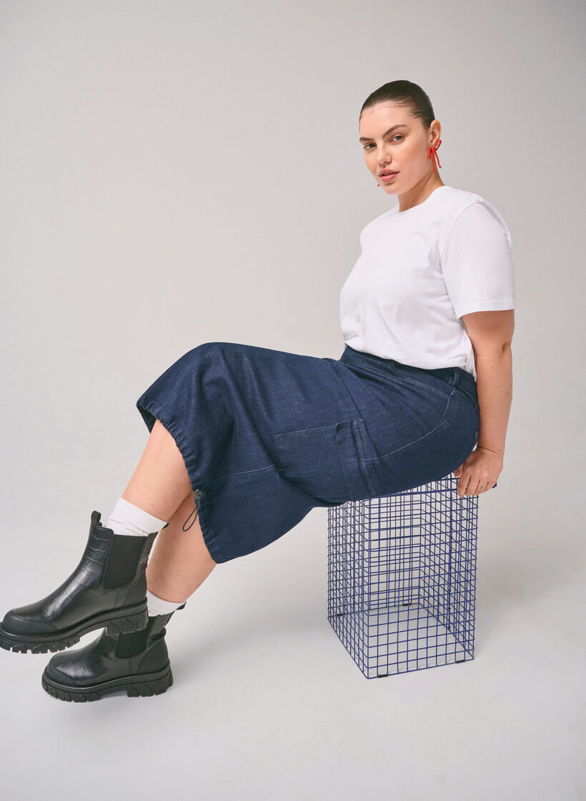 Farkkukankainen maksihame, Dark Blue Denim, Image image number 0