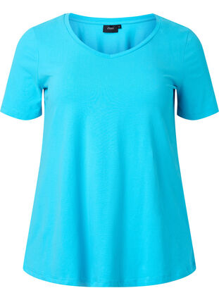 Yksivärinen perus t-paita puuvillasta, Blue Atoll, Packshot image number 0