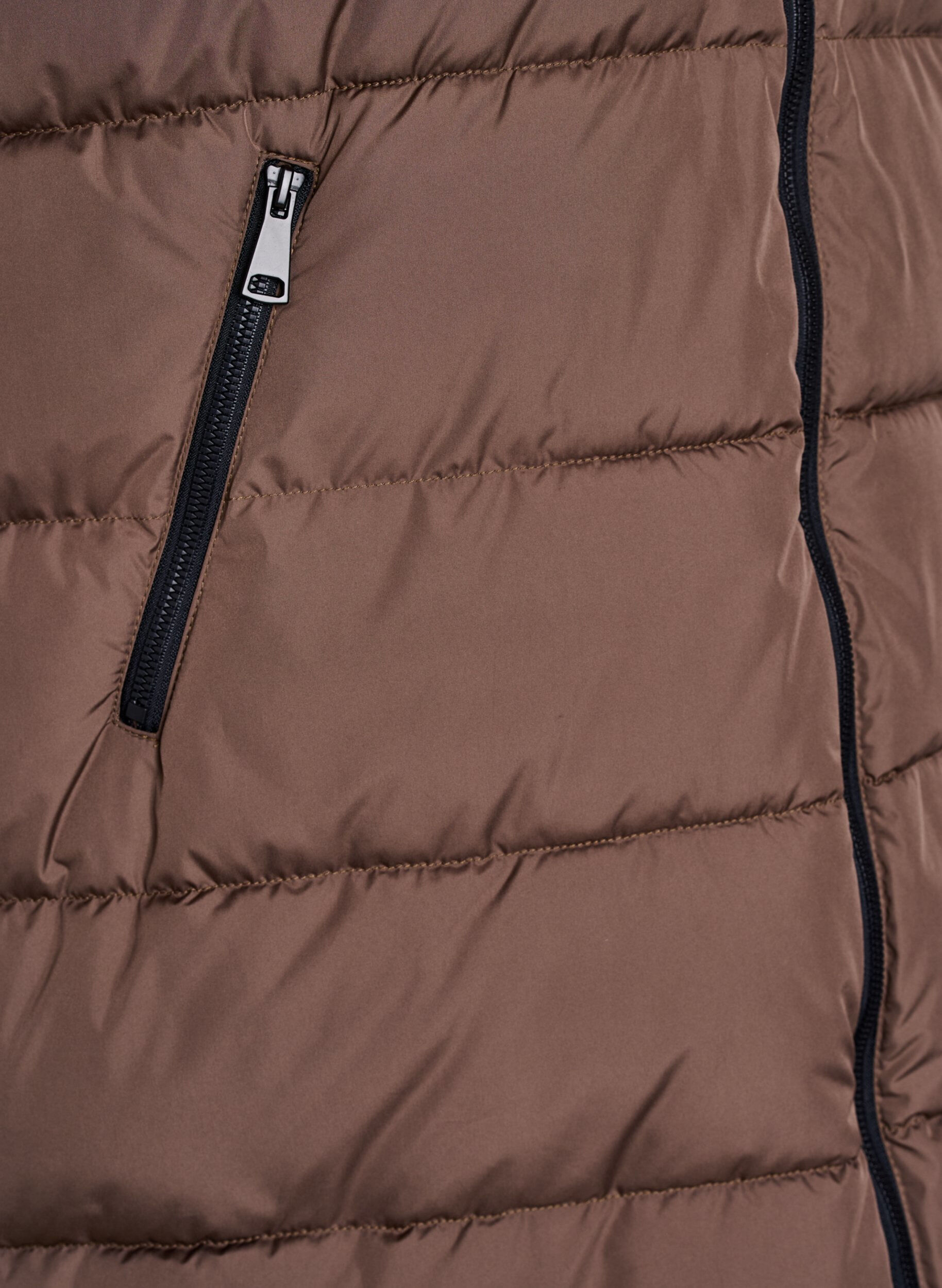 Zizzi Pitk&auml; liivi hupulla ja taskuilla, Ruskea, Packshot image number 3