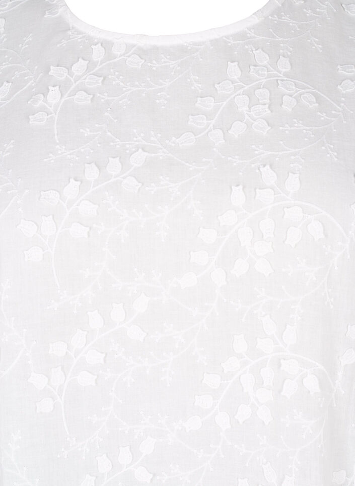 Lyhythihainen pusero kirjailuilla ja pyöreällä pääntiellä, Valkoinen, Packshot image number 2