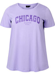 Puuvillainen t-paita tekstiprintillä, Lavender W. Chicago