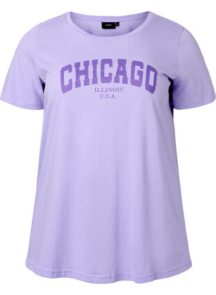 Puuvillainen t-paita tekstiprintillä, Lavender W. Chicago, Packshot image number 0