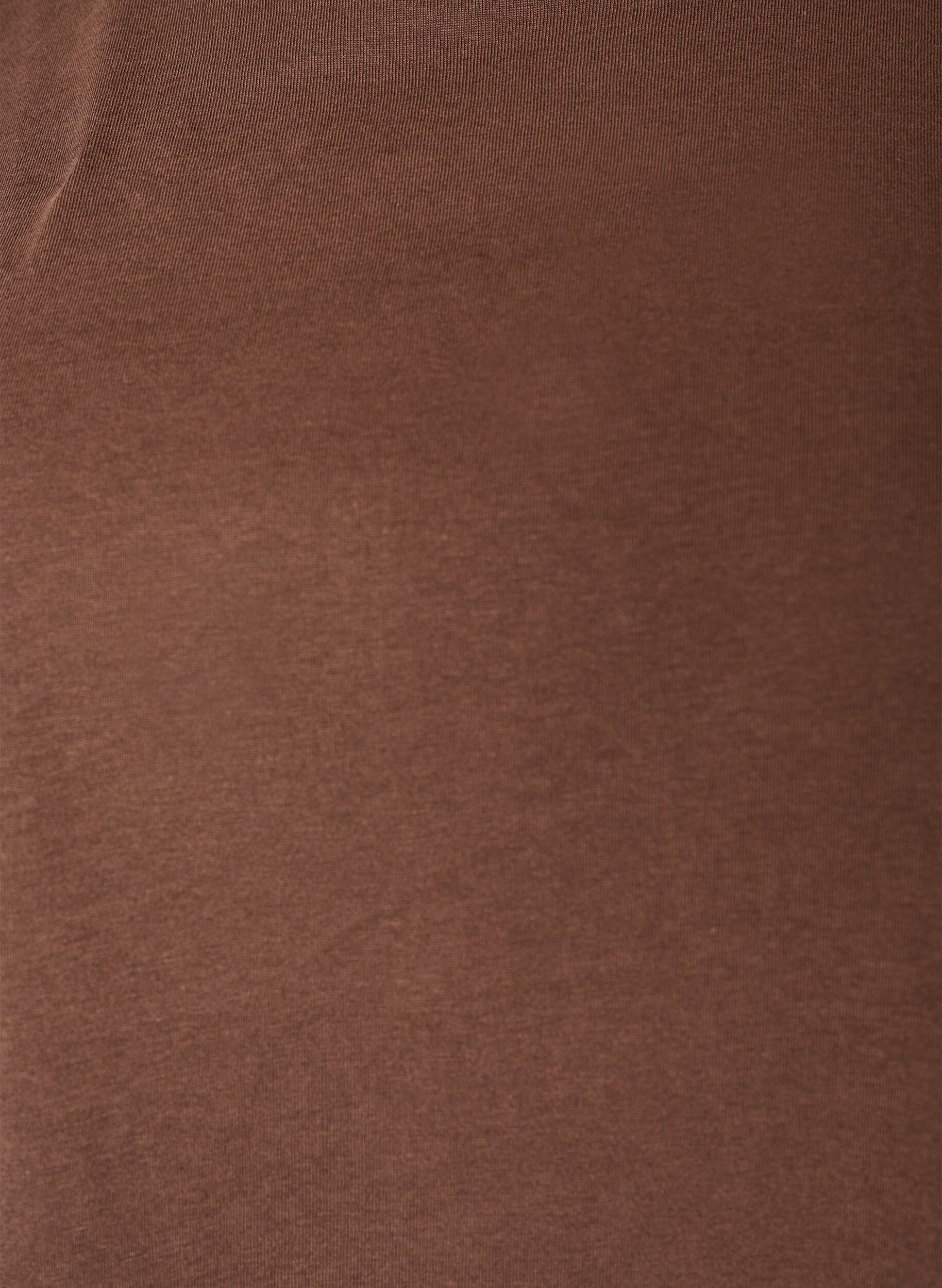 Zizzi T-paita ep&auml;symmetrisell&auml; pitsihelmalla, Ruskea, Packshot image number 2