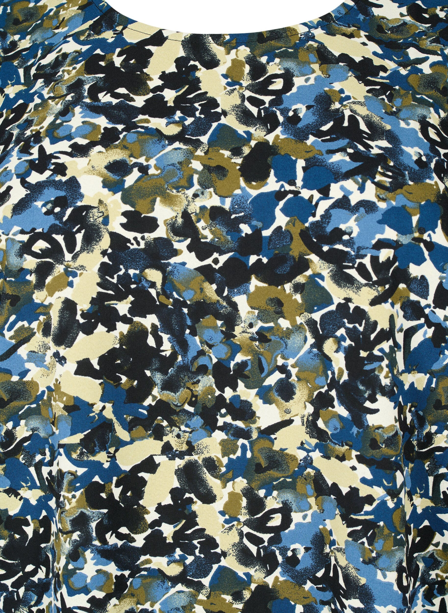 Zizzi Pusero puhvihihoilla, Blue Green AOP, Packshot image number 2