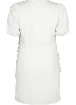 Lyhythihainen mekko rypytyksellä ja tekstuurilla, Bright White, Packshot image number 1