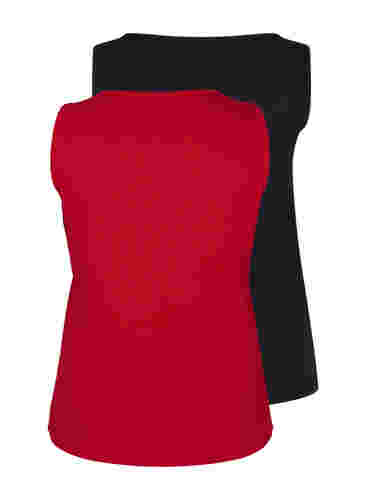 2 kpl pakkaus ribattuja toppeja, Tango Red/Black, Packshot image number 1