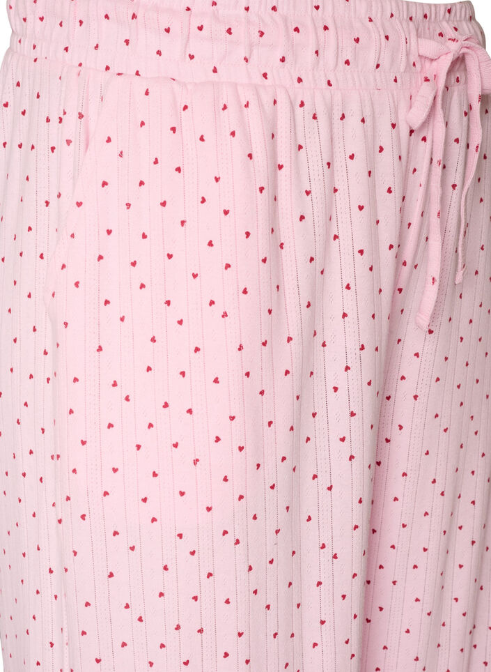 Luomupuuvillaiset pyjamahousut rei'itettyll&auml; kirjailulla, Vaaleanpunainen, Packshot image number 2