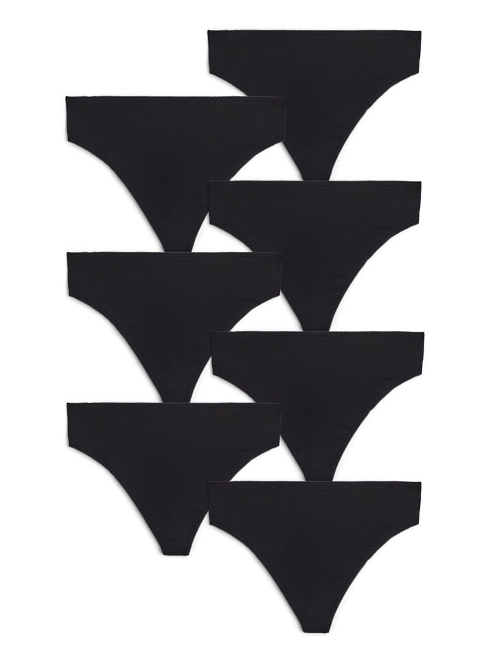 7-pack puuvillaiset stringit, Musta, Packshot image number 0