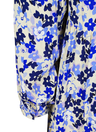 Kukallinen viskoositunika 3/4-hihoilla , Blue Flower AOP, Packshot image number 3