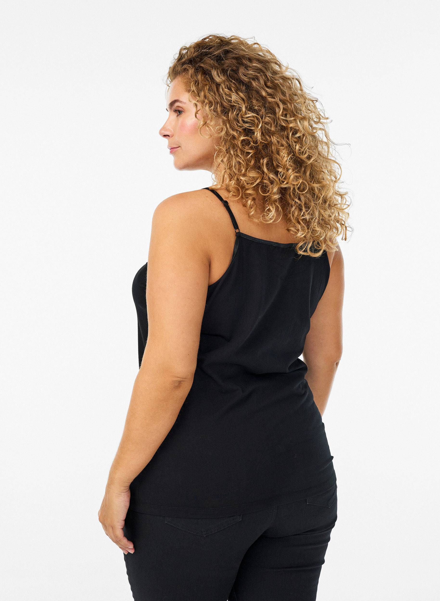 Zizzi Puuvillainen perustoppi, Musta, Model image number 2