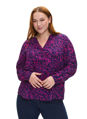 FLASH – Pitkähihainen pusero painatuksella, Pink Blue AOP, Model image number 0